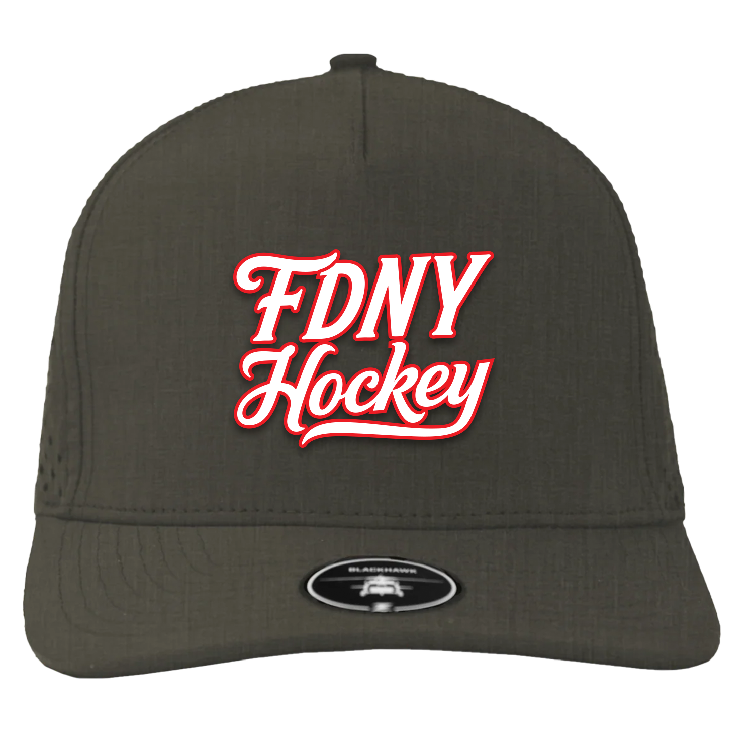 Grey Blackhawk White Embroidery with Red outline