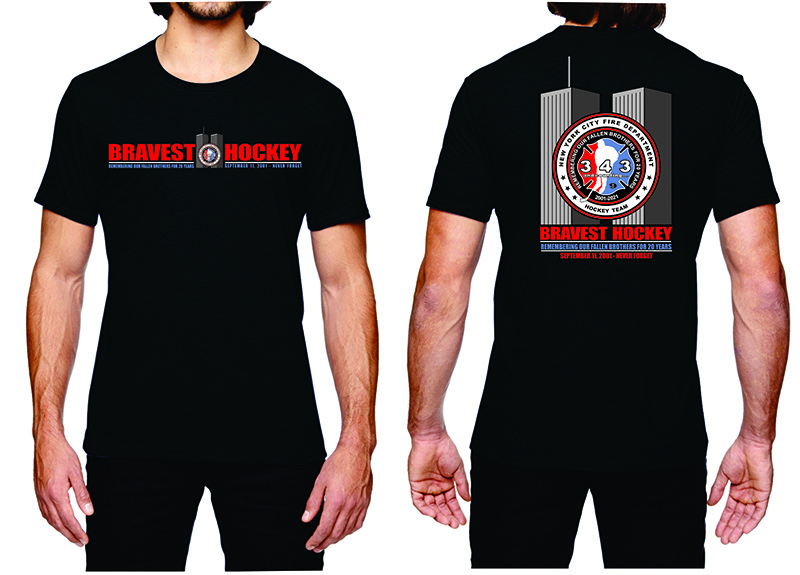 20th Anniversary of 9/11 Commemorative FDNY Hockey Team Short Sleeve T-Shirt Black