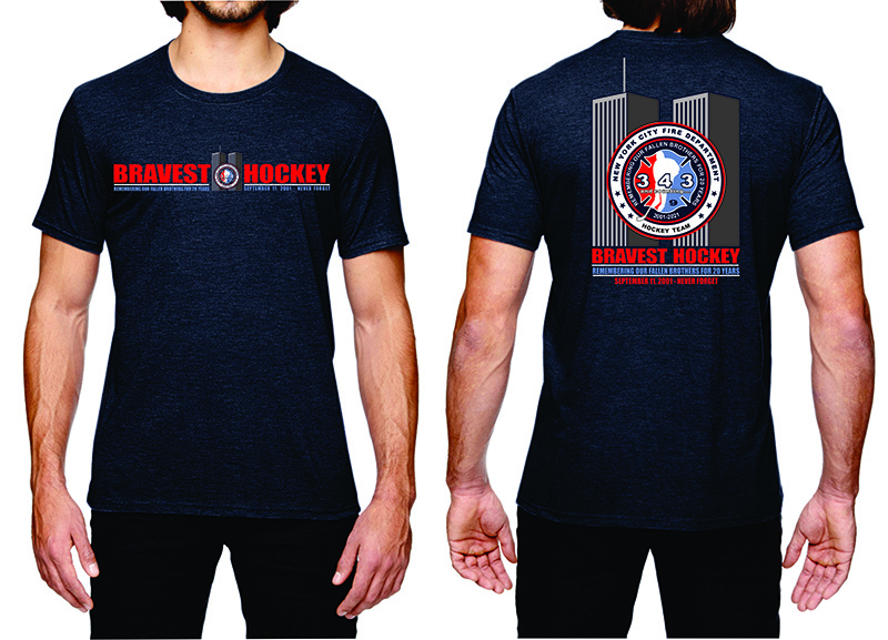 20th Anniversary of 9/11 Commemorative FDNY Hockey Team Short Sleeve T-Shirt Navy Blue