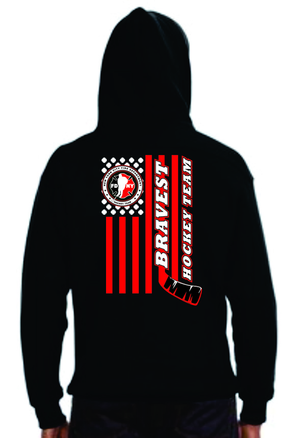 FDNY Hockey Flag Hooded Lace Style Sweatshirt - Black or Navy Blue