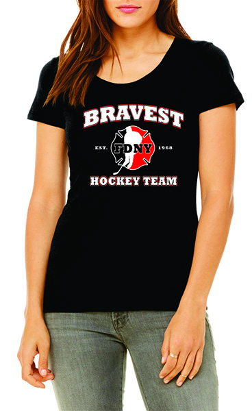 FDNY Hockey Team Logo Ladies Short Sleeve T-Shirt - Black