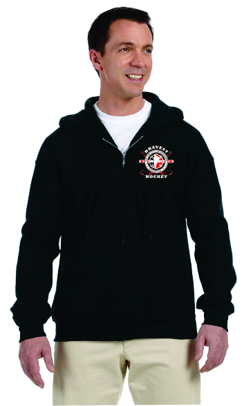Hockey Stick Flag - Full Zip Hooded Sweatshirt - Black