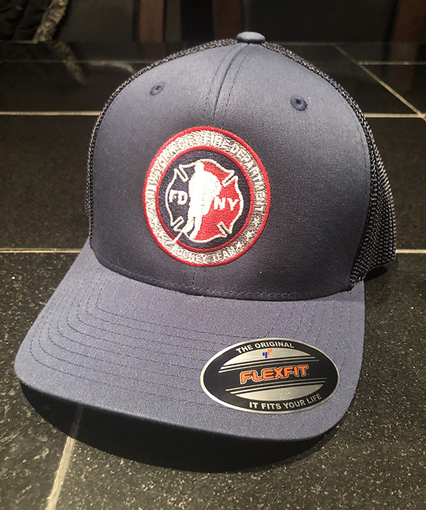 Hockey NAVY BLUE with white mesh Flexfit Trucker Hat