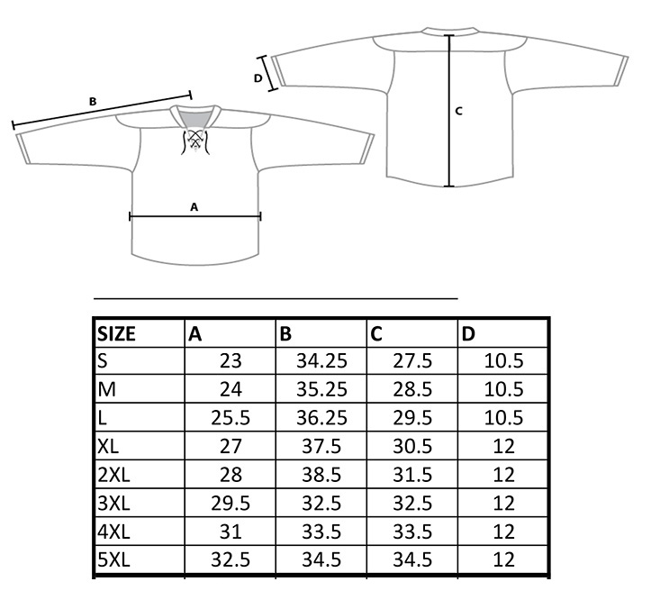 jersey Streetcut measurements adult